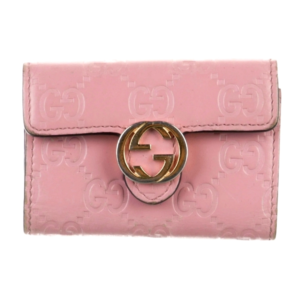 Gucci Blush Pink Leather Wallet with Gold Logo
